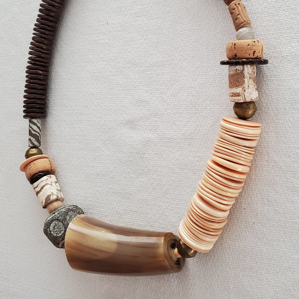 Vintage m.e. Mary Ellen Stewart Modern Tribal Beaded Necklace 24 in - Picture 2 of 8